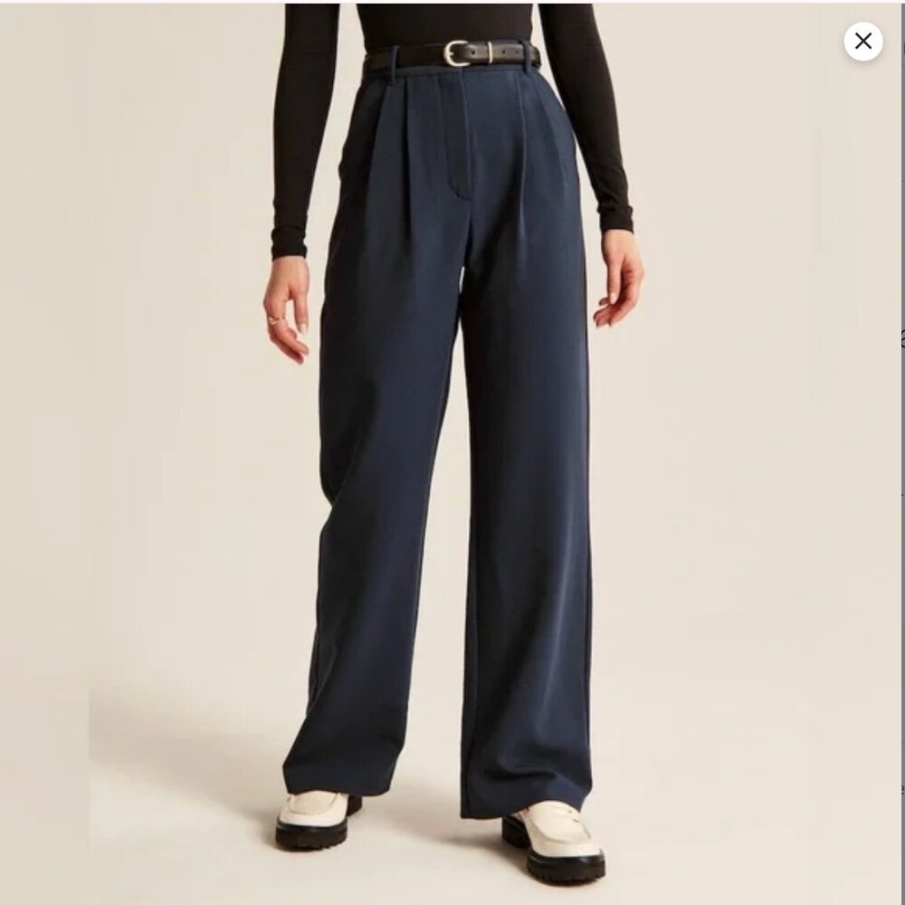 Abercrombie High Rise Wide Leg Sloane Pant in Navy 30 10 Long
